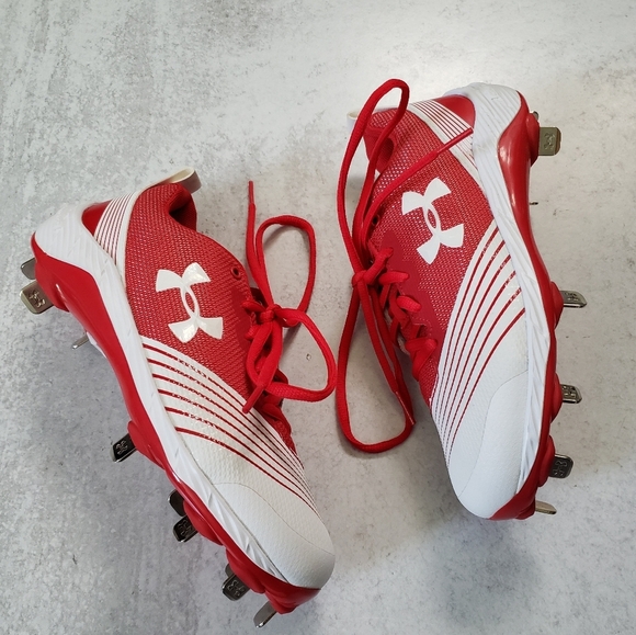 Under Armour Women's UA Glyde ST Softball Cleats Red White SZ 5.5 - Picture 5 of 5
